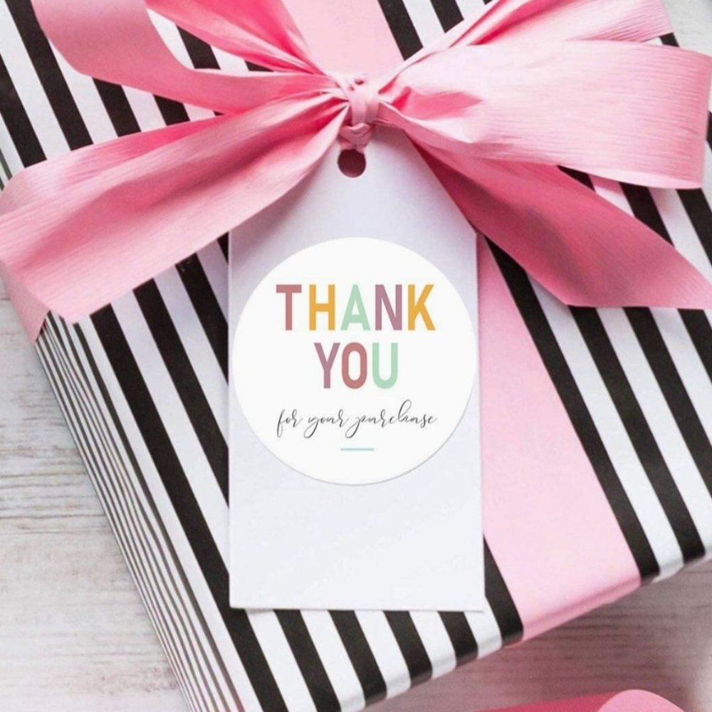 50 THANK YOU for Your Purchase Stickers 1.5" - macaroon color